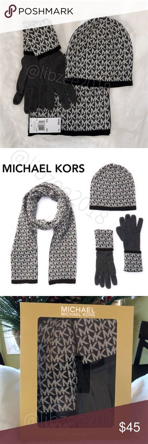 white scarf michael kors|Michael Kors hat and gloves.